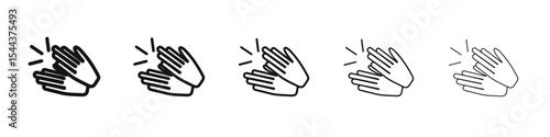 Clapping hand icon vector outline set illustration sign