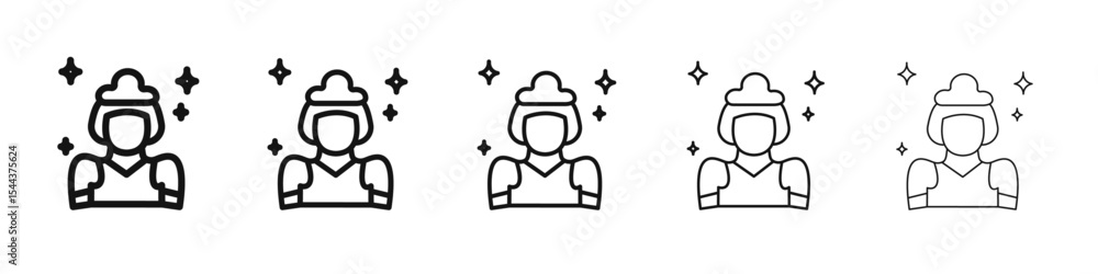 cleaner woman icon vector outline set illustration sign cleaner woman icon vector outline set illustration sign