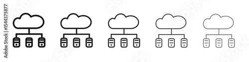 Cloud Data Center icon vector outline set illustration sign
