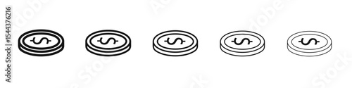 Coin icon vector outline set illustration sign