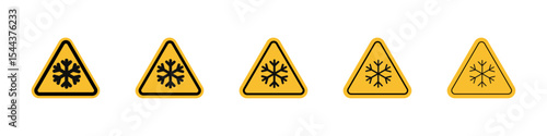 Cold warning sign vector outline set illustration sign
