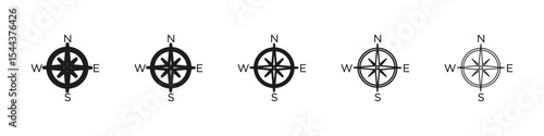 Compass icon vector outline set illustration sign