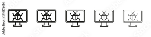 computer bug icon vector outline set illustration sign