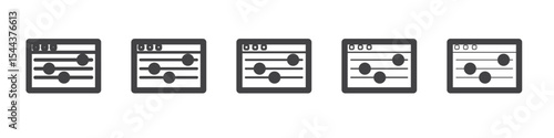 Control panel icon vector outline set illustration sign