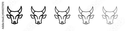Cow head icon vector outline set illustration sign