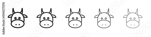Cow icon vector outline set illustration sign