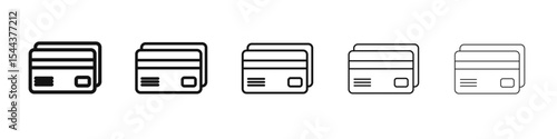 Credit card icon vector outline set illustration sign