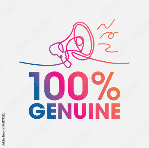 100% Genuine sign, label clip art flat design.