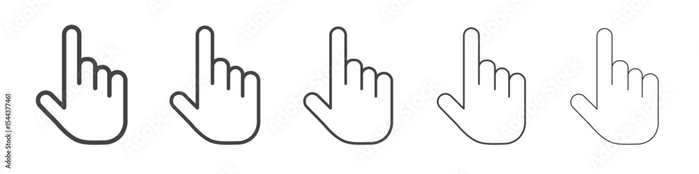 Cursor hand icon vector outline set illustration sign Cursor hand icon vector outline set illustration sign