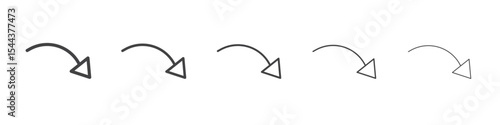 Curved arrow icon vector outline set illustration sign