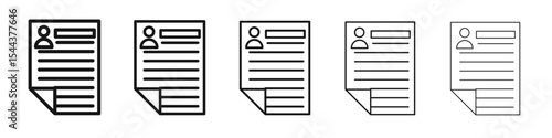 CV icon vector outline set illustration sign