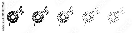 dandelion icon vector outline set illustration sign