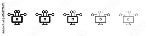Ddos icon vector outline set illustration sign