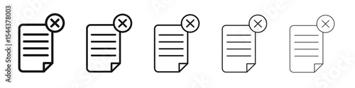 Delete Document icon vector outline set illustration sign