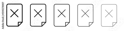Delete document icon vector outline set illustration sign