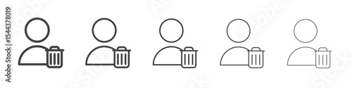 Delete user icon vector outline set illustration sign