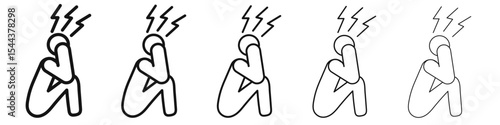 Depression icon vector outline set illustration sign