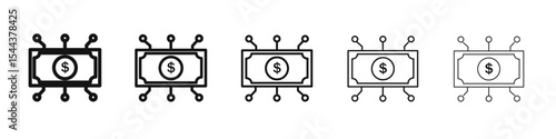 Digital Currency icon vector outline set illustration sign