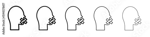 discrimination or censorship icon vector outline set illustration sign