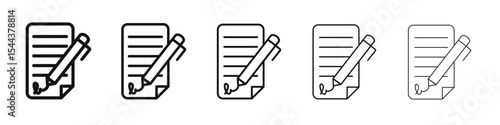 Document signed icon vector outline set illustration sign