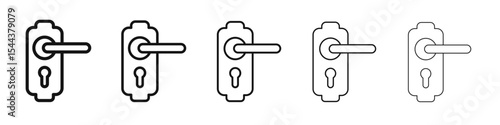 Door knob icon vector outline set illustration sign