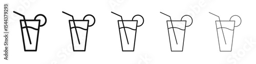Drink icon vector outline set illustration sign