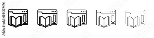 E book download icon vector outline set illustration sign
