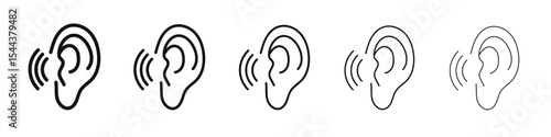 ear hearing icon vector outline set illustration sign