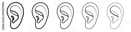 Ear icon vector outline set illustration sign