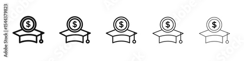 Education cost icon vector outline set illustration sign