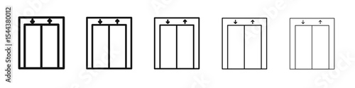 Elevator icon vector outline set illustration sign