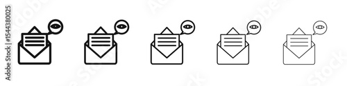Email View Icon vector outline set illustration sign