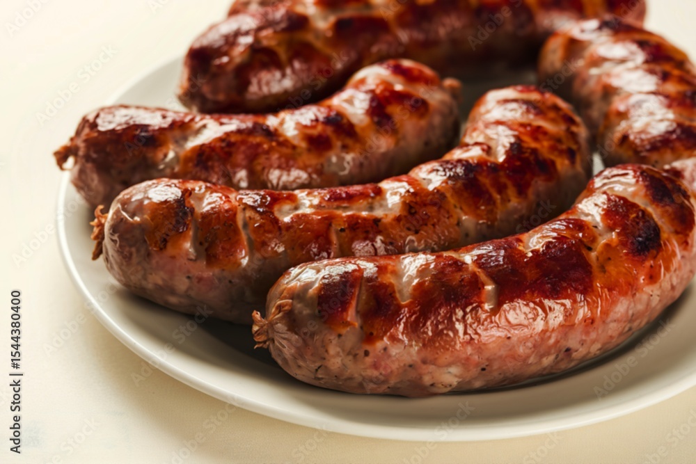 close-up view of several grilled sausages close-up view of several grilled sausages