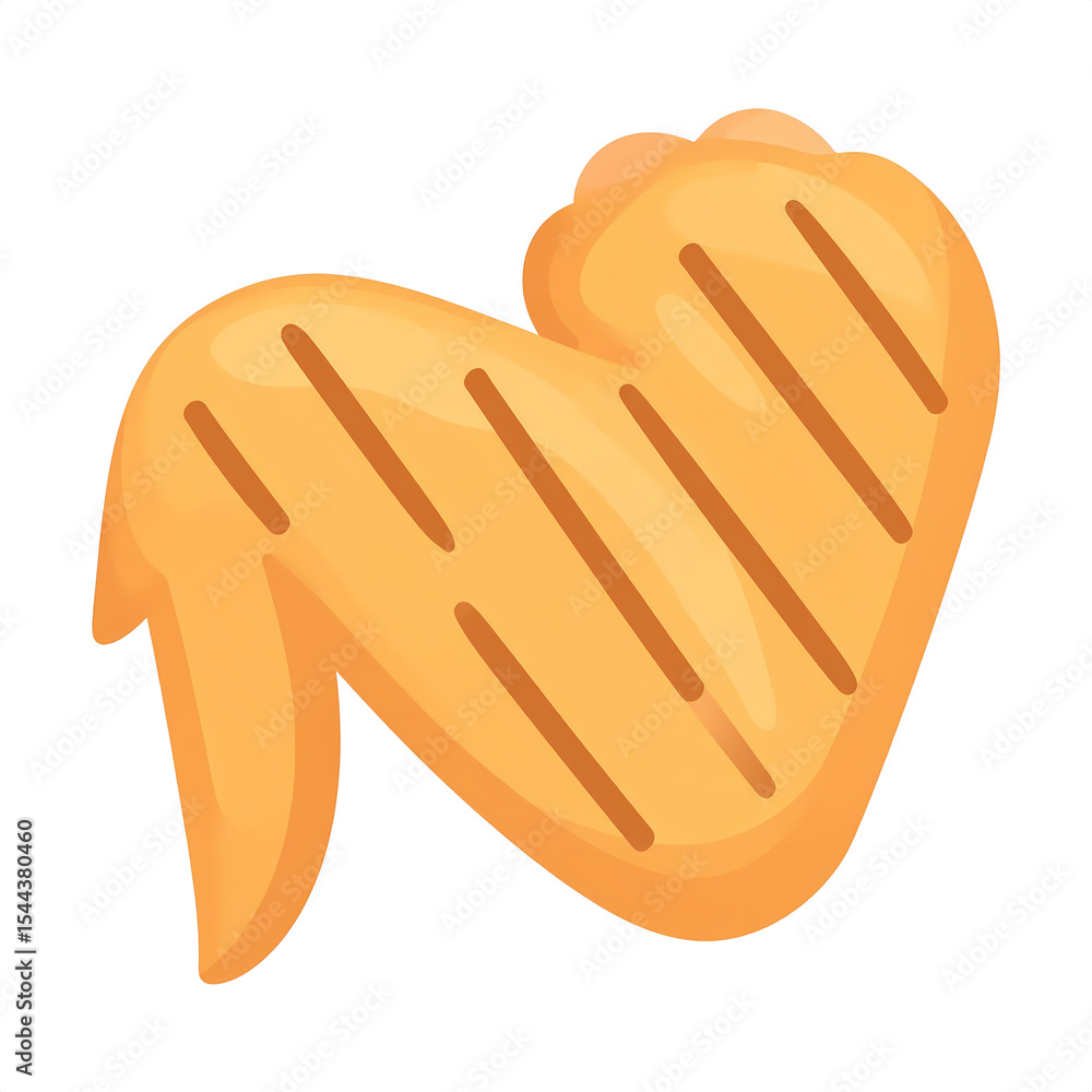 Obraz premium Grilled Chicken Wing: A mouthwatering, photorealistic illustration of a perfectly grilled chicken wing, showcasing its golden-brown skin and delectable texture. The perfect image to represent food.
