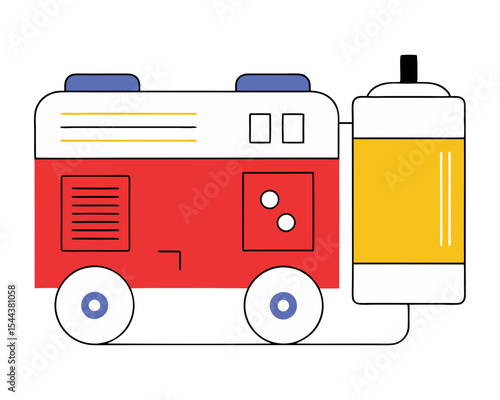 Red generator and fuel tank silhouette illustration