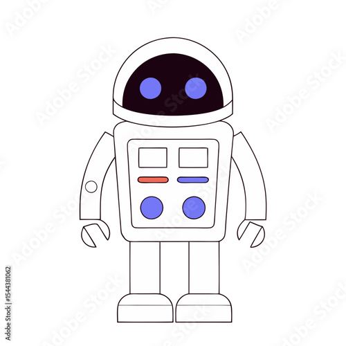 Friendly white robot character silhouette for kids technology design