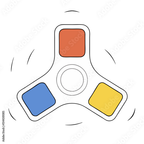 Colorful tri spinner fidget toy silhouette illustration