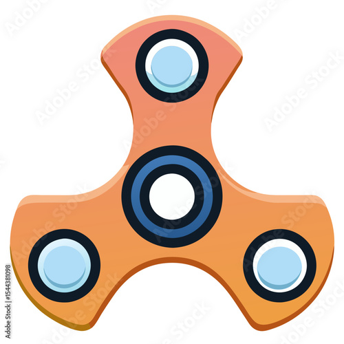 Orange and blue fidget spinner silhouette illustration