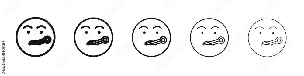 Face with thermometer emoji icon vector outline set illustration sign Face with thermometer emoji icon vector outline set illustration sign