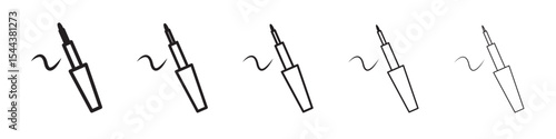 Eyeliner brush icon vector outline set illustration sign