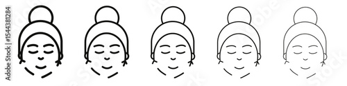 Facelifting procedure icon vector outline set illustration sign