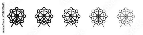 Ferris wheel icon vector outline set illustration sign