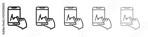 Finger confirms signature icon vector outline set illustration sign