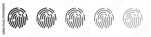 Fingerprint icon vector outline set illustration sign
