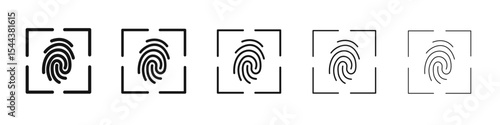 Fingerprint icon vector outline set illustration sign