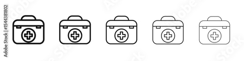 First aid medical kit icon vector outline set illustration sign