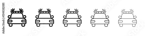 Flashing police car icon vector outline set illustration sign