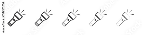 Flashlight icon vector outline set illustration sign