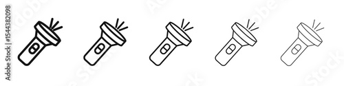 Flashlight icon vector outline set illustration sign