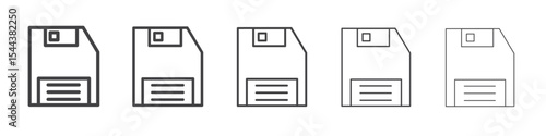 Floppy disk icon vector outline set illustration sign